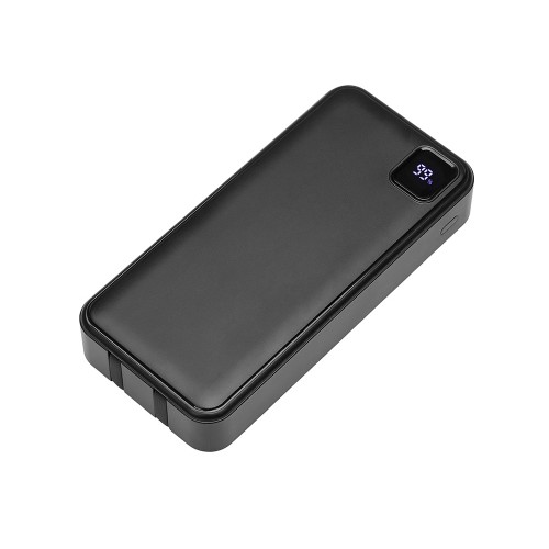 Внешний аккумулятор со встроенными кабелями «Фрэйм Про», быстрая зарядка, 20000мач, черный