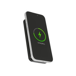 Магнитный беспроводной внешний аккумулятор со встроенными кабелями «Мэни»,быстаря зарядка, 10000 мАч, черный