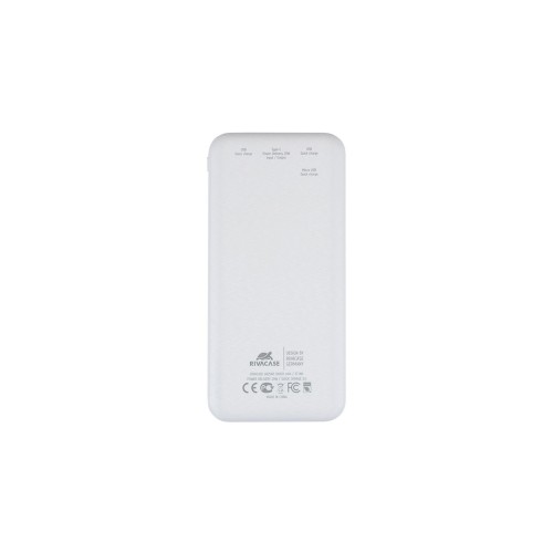RIVACASE VA2540 (10 000mAh), QC/PD 20W внешний аккумулятор с дисплеем, белый 12/48