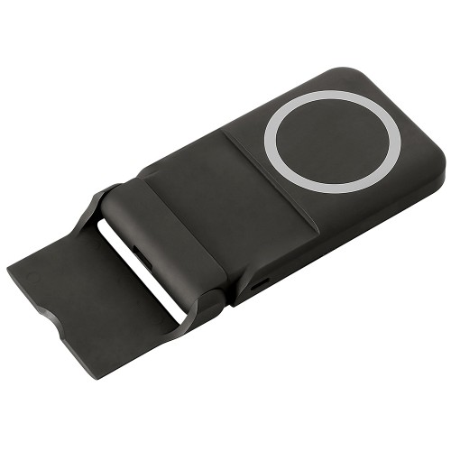 Беспроводной внешний аккумулятор с подсветкой лого и подставкой «Magflash», 10000 мАч, 15 Вт, черный