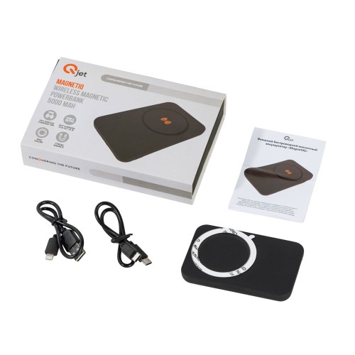 Магнитный беспроводной внешний аккумулятор "MagnetIQ", 5000 mah, 10 W, черный (Р)