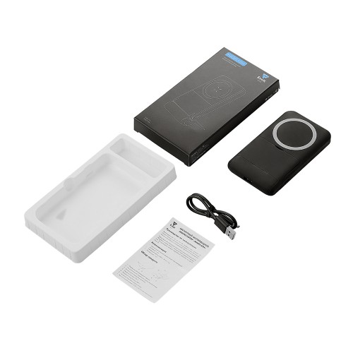 Беспроводной внешний аккумулятор с подсветкой лого и подставкой «Magflash», 10000 мАч, 15 Вт, черный