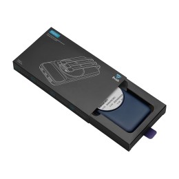 Магнитный беспроводной внешний аккумулятор со встроенными кабелями «Мэни»,быстаря зарядка, 10000 мАч, тёмно-синий