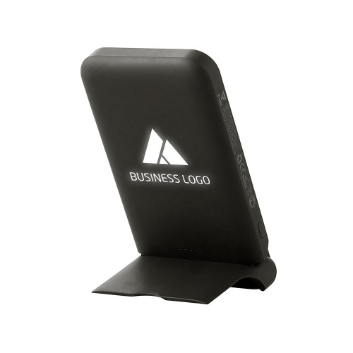 Беспроводной внешний аккумулятор с подсветкой лого и подставкой «Magflash», 10000 мАч, 15 Вт, черный