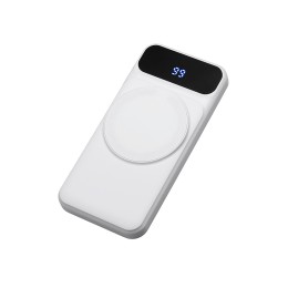 Магнитный беспроводной внешний аккумулятор со встроенными кабелями «Мэни»,быстаря зарядка, 10000 мАч, белый