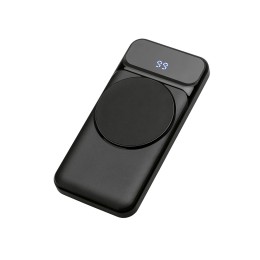 Магнитный беспроводной внешний аккумулятор со встроенными кабелями «Мэни»,быстаря зарядка, 10000 мАч, черный