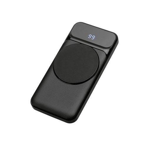 Магнитный беспроводной внешний аккумулятор со встроенными кабелями «Мэни»,быстаря зарядка, 10000 мАч, черный