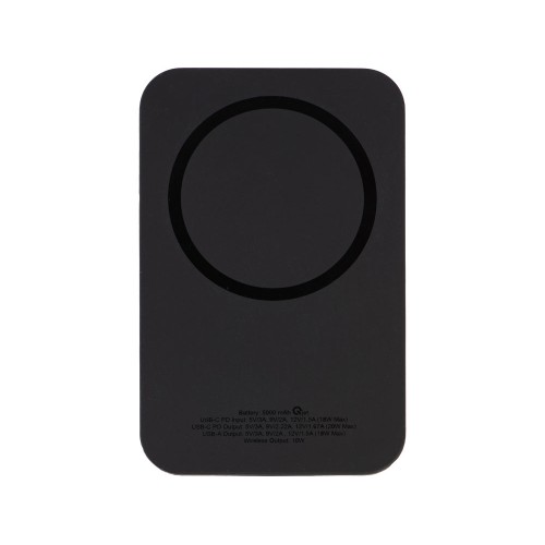 Магнитный беспроводной внешний аккумулятор "MagnetIQ", 5000 mah, 10 W, черный (Р)