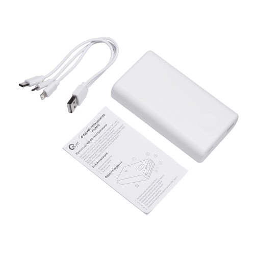 Внешний беспроводной аккумулятор 2-в-1 с функцией зарядки Apple Watch, QC/PD «AtomIQ», 10000 мАч, белый