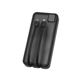 Внешний аккумулятор со встроенными кабелями «Фрэйм Про», быстрая зарядка, 20000мач, черный