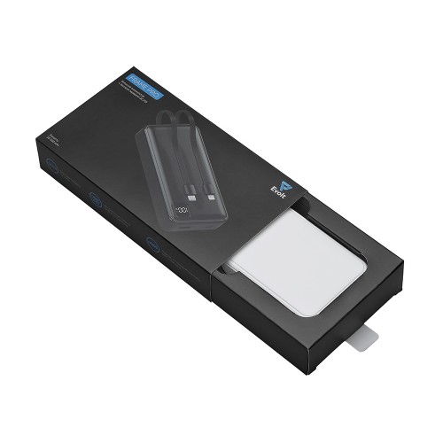 Внешний аккумулятор со встроенными кабелями «Фрэйм Про», быстрая зарядка, 20000мач, белый