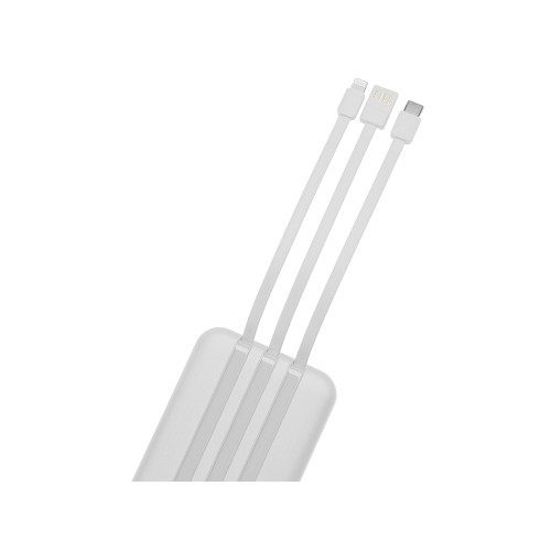 Магнитный беспроводной внешний аккумулятор со встроенными кабелями «Мэни»,быстаря зарядка, 10000 мАч, белый