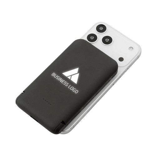 Беспроводной внешний аккумулятор с подсветкой лого и подставкой «Magflash», 10000 мАч, 15 Вт, черный