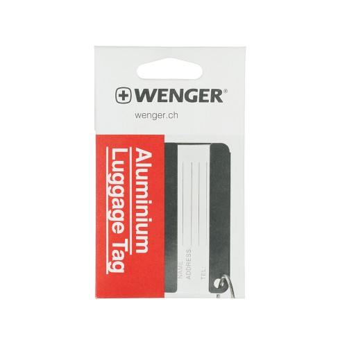 Бирка для багажа WENGER, черная, алюминий, 8 x 0,3 x 4 см
