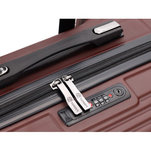 Чемодан TORBER ОНЕГА, бордовый, ABS-пластик, 79,5 х 51 х 29 см, 103 л