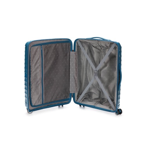 Чемодан TORBER НЕВО, синий, полипропилен, 45 х 26 х 66 см, 66 л