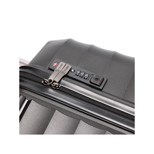 Чемодан TORBER НЕВО, чёрный, полипропилен, 49 х 28 х 76 см, 95 л