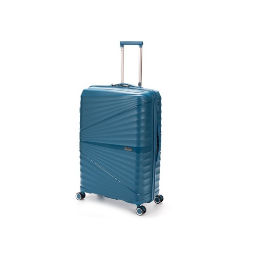 Чемодан TORBER НЕВО, синий, полипропилен, 49 х 28 х 76 см, 95 л