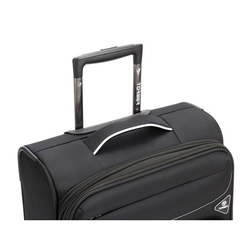 Чемодан TORBER НЕРО, чёрный, переработанный ПЭТ, 40 х 20 х 55 см, 37 л