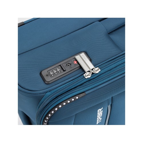 Чемодан TORBER ВИВИ, синий, полиэстер, 44 х 25 х 67 см, 63 л