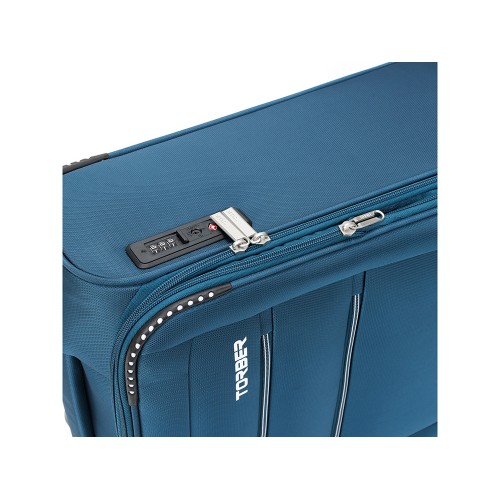 Чемодан TORBER ВИВИ, синий, полиэстер, 39 х 20 х 54 см, 36 л