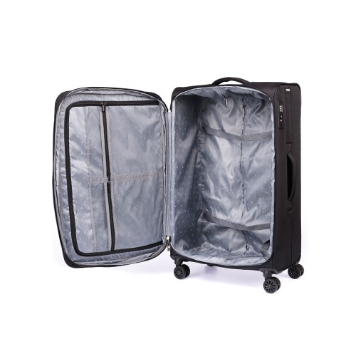 Чемодан TORBER БРОСНО, чёрный, нейлон 600D, 48 х 30 х 78 см, 85 л