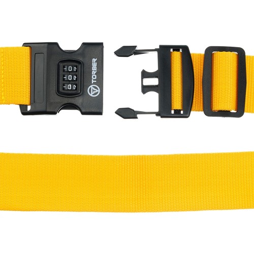 Ремень для чемодана Torber, желтый, 182 х 5 см