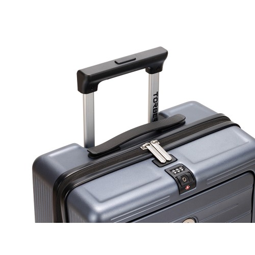Чемодан TORBER БАЙКАЛ, тёмно-серый металлик, поликарбонат, 37,5 x 20 х 54 см, 37 л