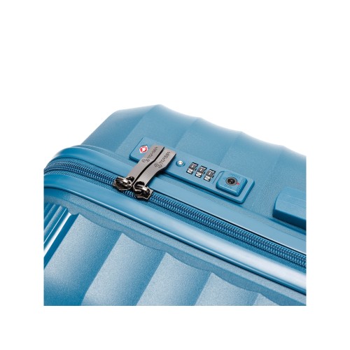 Чемодан TORBER НЕВО, синий, полипропилен, 45 х 26 х 66 см, 66 л