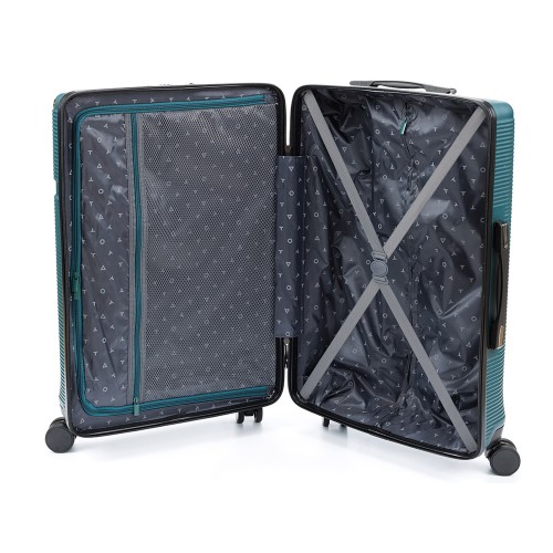 Чемодан TORBER ОНЕГА, зелёный, ABS-пластик, 69,5 х 46 х 26 см, 69 л