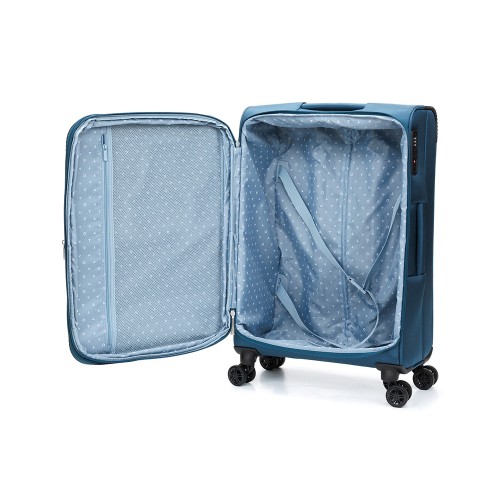 Чемодан TORBER ВИВИ, синий, полиэстер, 44 х 25 х 67 см, 63 л