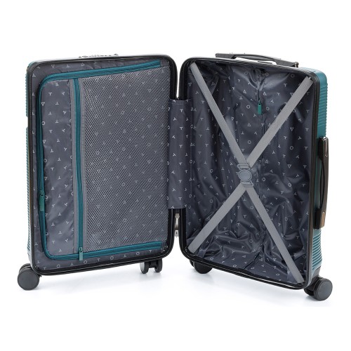 Чемодан TORBER ОНЕГА, зелёный, ABS-пластик, 59,5 х 39,5 х 24 см, 46 л