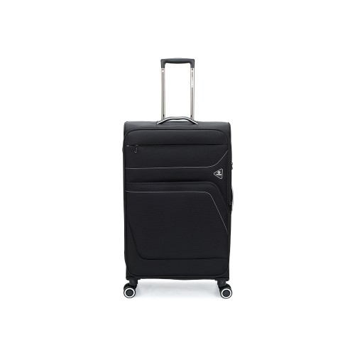 Чемодан TORBER НЕРО, чёрный, переработанный ПЭТ, 48 х 28 х 79 см, 90 л