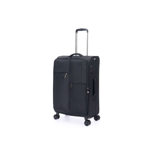 Чемодан TORBER СЕЙД, чёрный, нейлон 600D, 43,5 х 25 х 68 см, 56 л