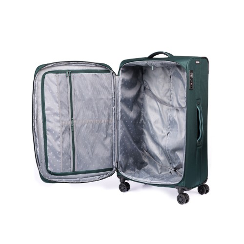 Чемодан TORBER СЕЙД, тёмно-зелёный, нейлон 600D, 48 х 26,5 х 78 см, 85 л