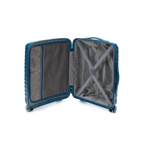 Чемодан TORBER НЕВО, синий, полипропилен, 40 х 25 х 55 см, 32 л