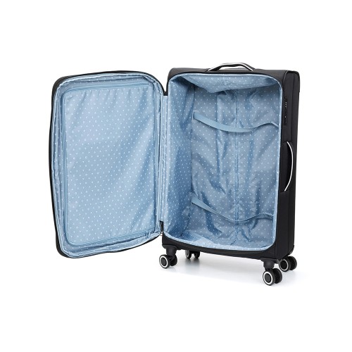 Чемодан TORBER НЕРО, чёрный, переработанный ПЭТ, 48 х 28 х 79 см, 90 л