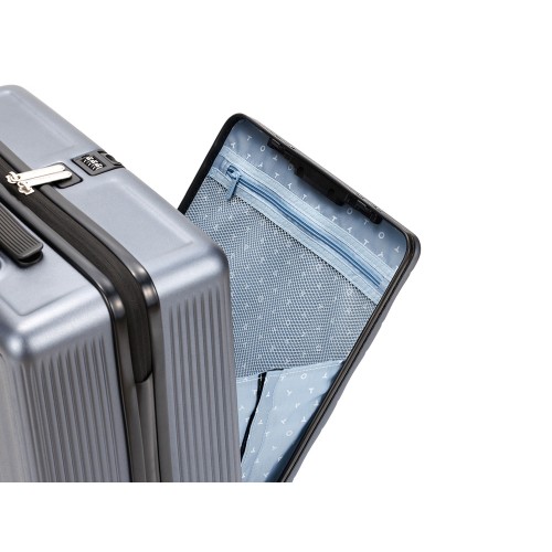 Чемодан TORBER БАЙКАЛ, тёмно-серый металлик, поликарбонат, 37,5 x 20 х 54 см, 37 л