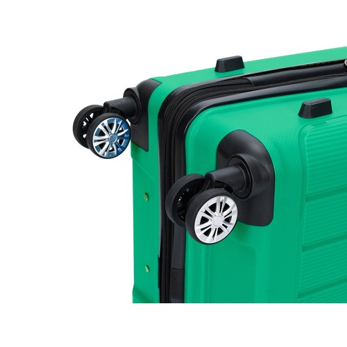 Чемодан TORBER В Отпуск, ярко-бирюзовый, полипропилен, 55 х 36 х 21,5 см, 37 л