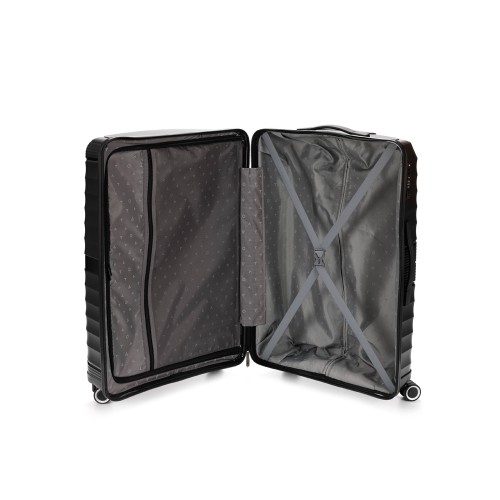 Чемодан TORBER НЕВО, чёрный, полипропилен, 49 х 28 х 76 см, 95 л