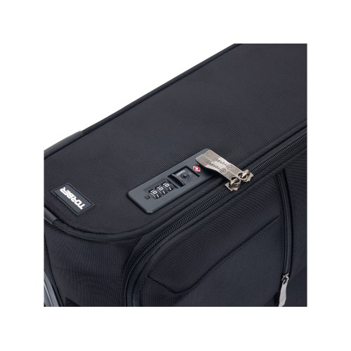Чемодан TORBER СЕЙД, чёрный, нейлон 600D, 43,5 х 25 х 68 см, 56 л
