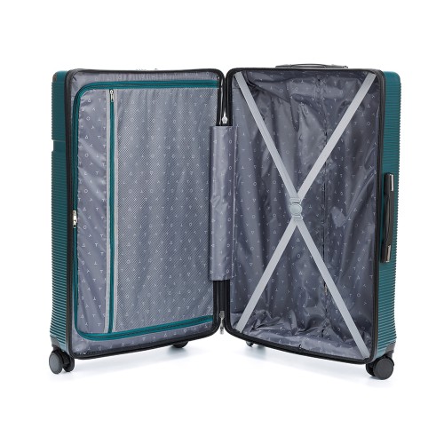 Чемодан TORBER ОНЕГА, зелёный, ABS-пластик, 79,5 х 51 х 29 см, 103 л