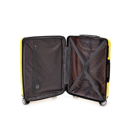 Чемодан TORBER В Отпуск, жёлтый, полипропилен, 40,5 х 25 х 62,5 см, 55 л