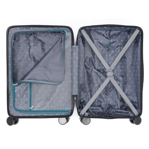 Чемодан TORBER ОНЕГА, зелёный, ABS-пластик, 59,5 х 39,5 х 24 см, 46 л