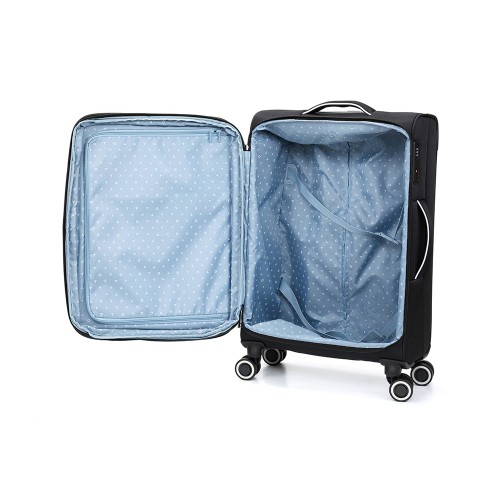 Чемодан TORBER НЕРО, чёрный, переработанный ПЭТ, 44 х 25 х 67 см, 63 л