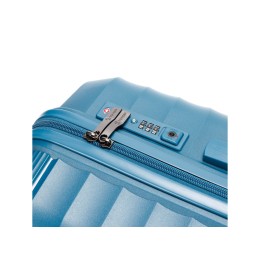 Чемодан TORBER НЕВО, синий, полипропилен, 49 х 28 х 76 см, 95 л
