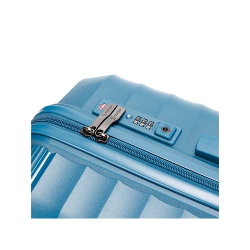 Чемодан TORBER НЕВО, синий, полипропилен, 49 х 28 х 76 см, 95 л