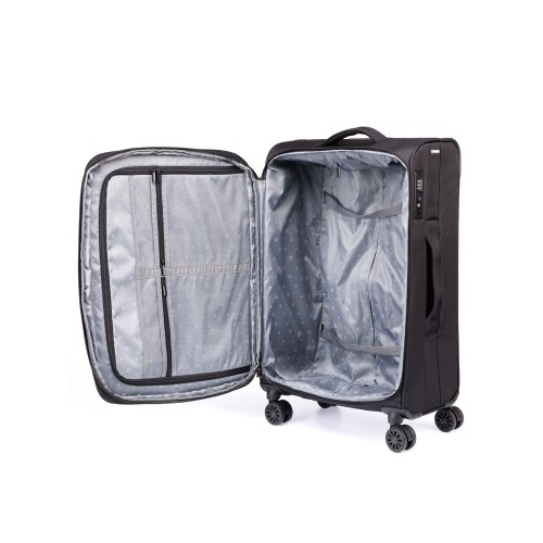 Чемодан TORBER СЕЙД, чёрный, нейлон 600D, 43,5 х 25 х 68 см, 56 л