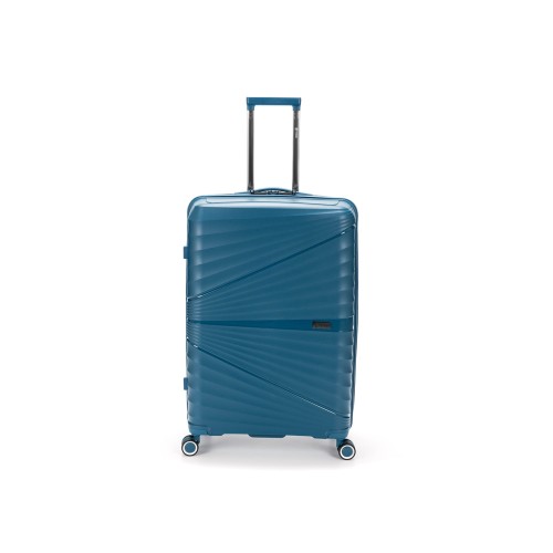 Чемодан TORBER НЕВО, синий, полипропилен, 49 х 28 х 76 см, 95 л