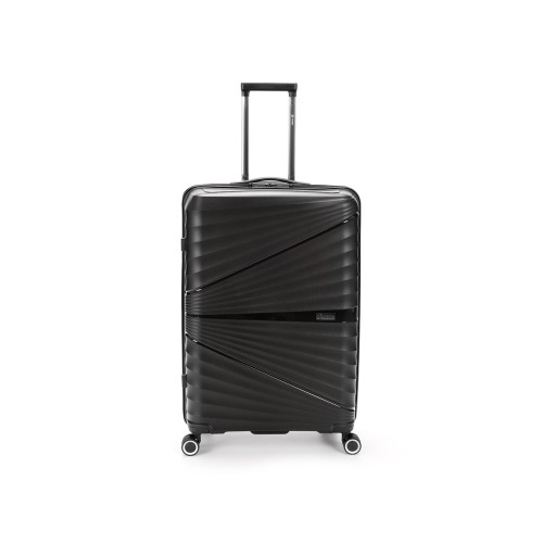 Чемодан TORBER НЕВО, чёрный, полипропилен, 49 х 28 х 76 см, 95 л